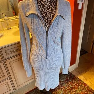 Free People Light Blue Cable Knit Mini Dress